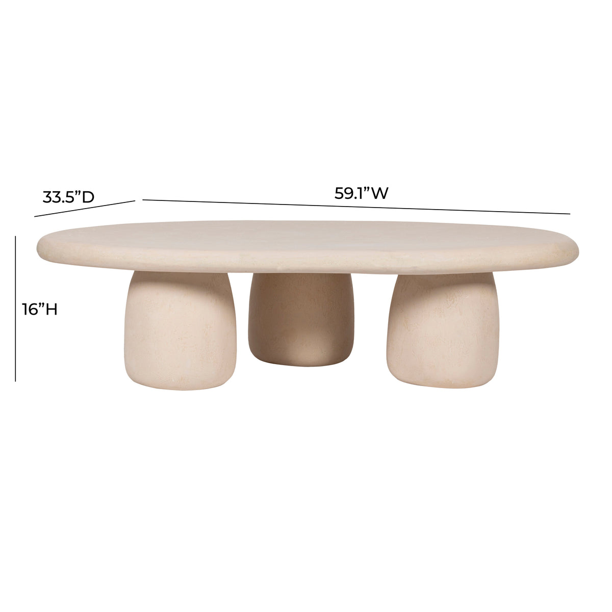 Rahul 59" Cream Lightweight Faux Stone Coffee Table