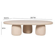 Rahul 59" Cream Lightweight Faux Stone Coffee Table