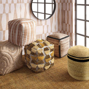 Ember Natural and Cream Woven Pouf