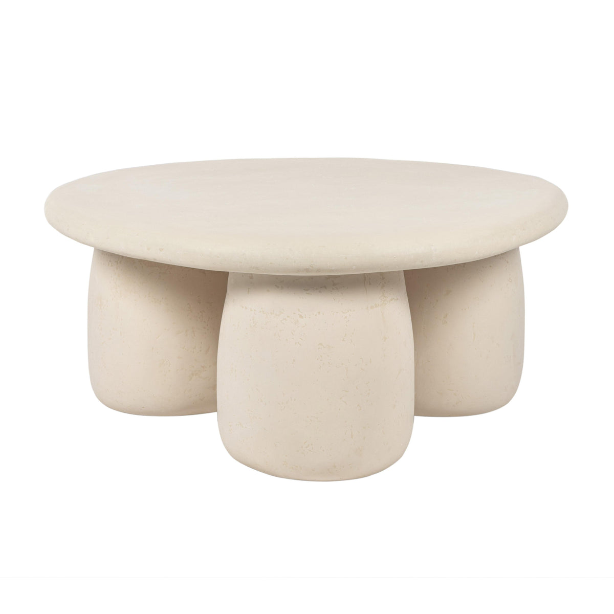 Rahul 34" Cream Lightweight Faux Stone Round Coffee Table
