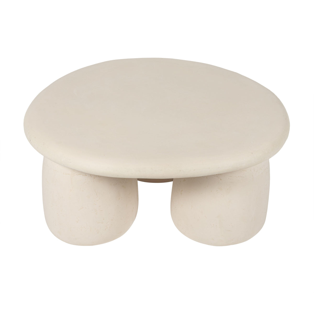 Rahul 34" Cream Lightweight Faux Stone Round Coffee Table