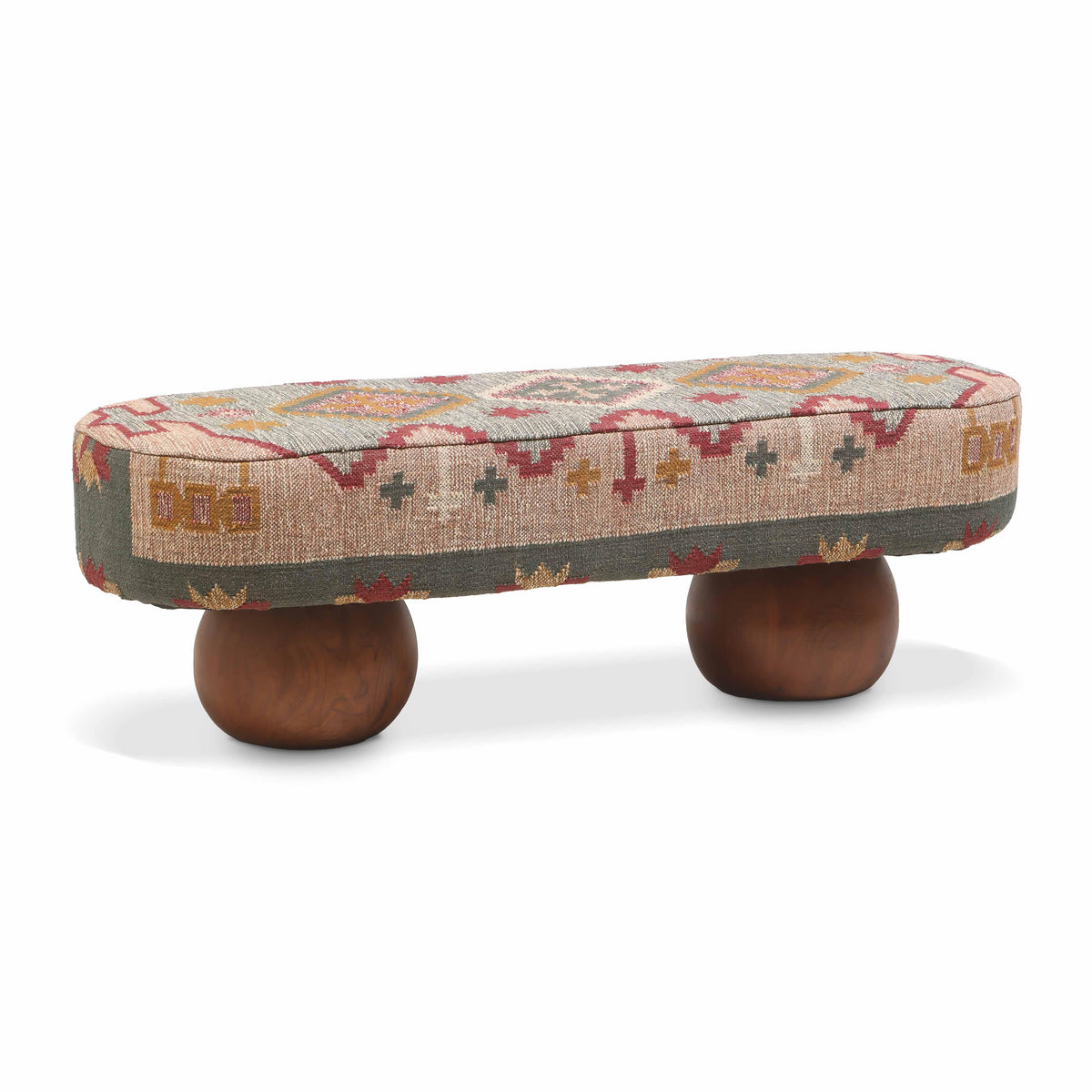 Rizi 53" Textured Wool Upholstered Bench