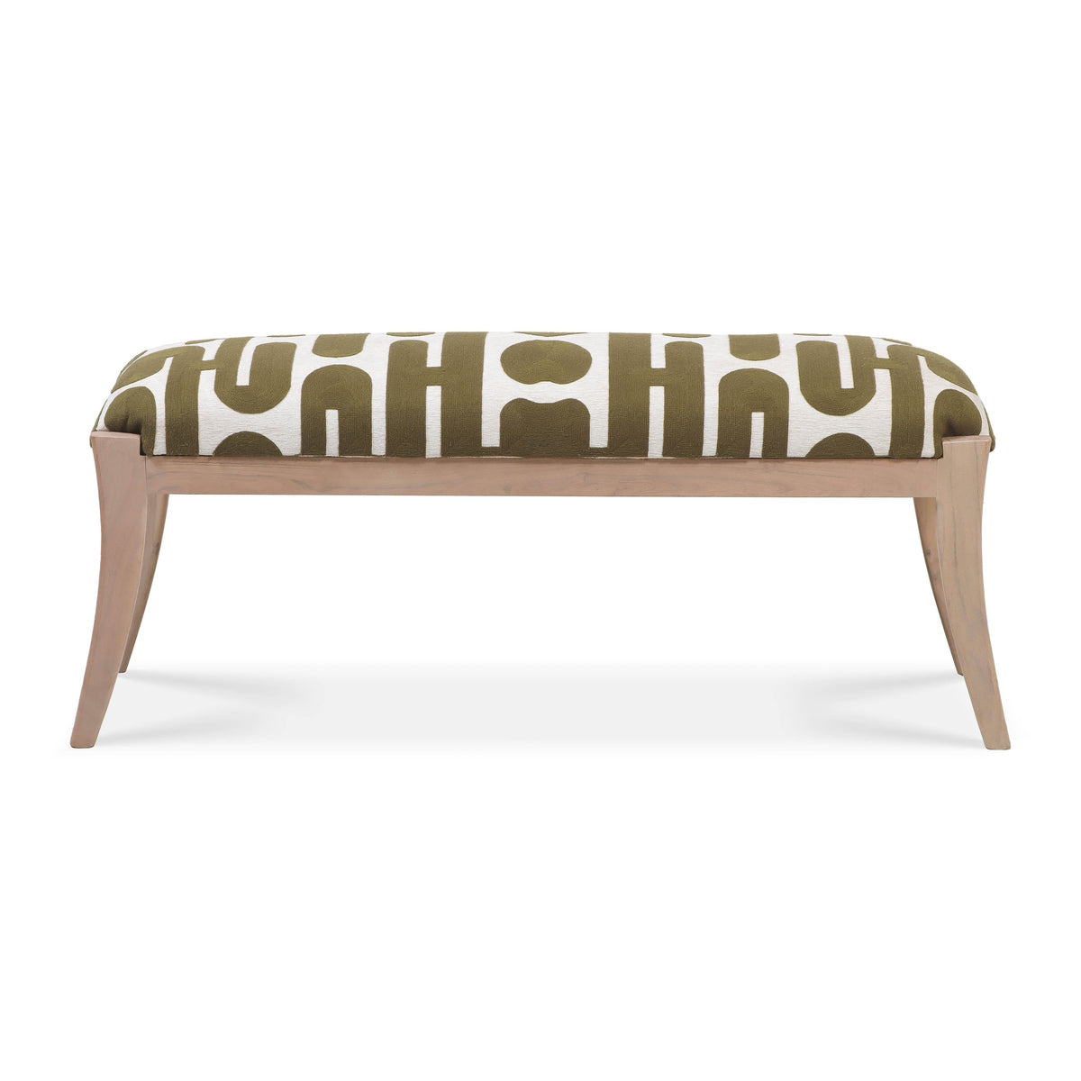 Arielle 48" Olive & White Embroidered Bench