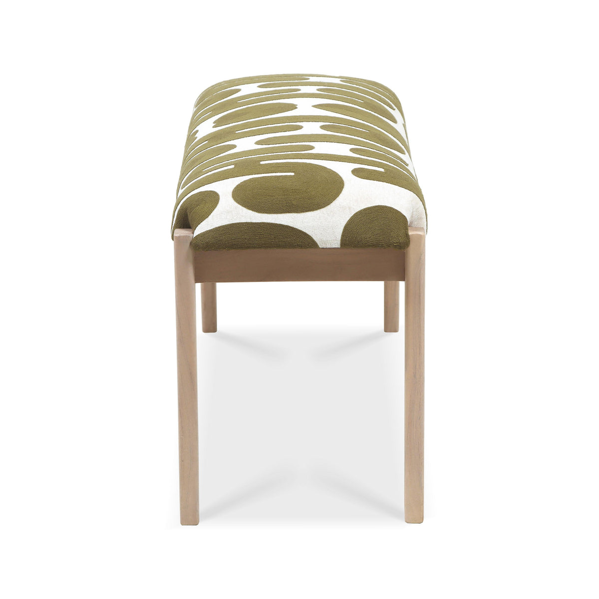 Arielle 48" Olive & White Embroidered Bench