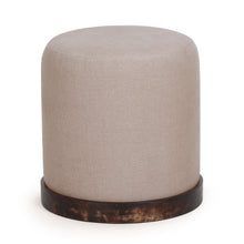 Como Burl and Saddle Brown Cotton Jute Contract-Grade Accent Stool