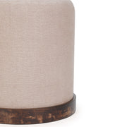 Como Burl and Saddle Brown Cotton Jute Contract-Grade Accent Stool