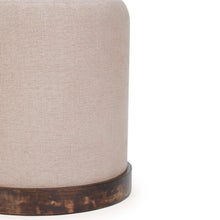 Como Burl and Saddle Brown Cotton Jute Contract-Grade Accent Stool