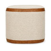 Huche Cotton Jute and Vegan Leather Oval Contract-Grade Pouf
