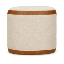 Huche Cotton Jute and Vegan Leather Oval Contract-Grade Pouf