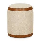Huche Cotton Jute and Vegan Leather Oval Contract-Grade Pouf