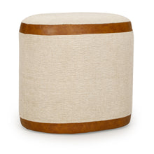 Huche Cotton Jute and Vegan Leather Oval Contract-Grade Pouf