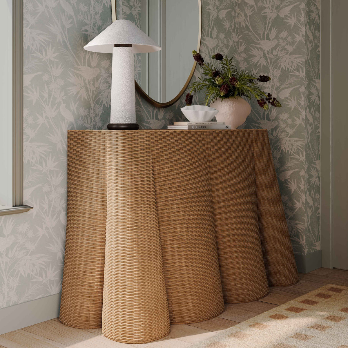 Egan 55" Natural Rattan Console Table