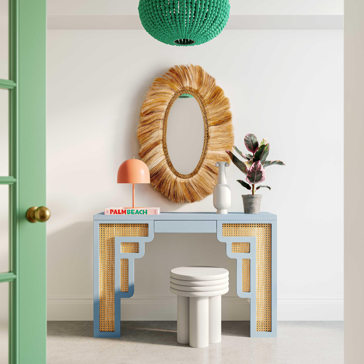 Suzie 45" Rattan Console Table