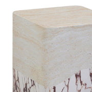 Brut Faux Travertine & Breccia Concrete Indoor/Outdoor Side Table