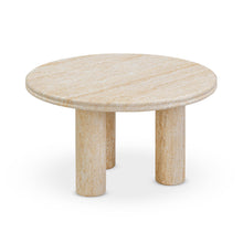 Amora Faux Travertine Indoor/Outdoor Round Accent Table (26"-32")