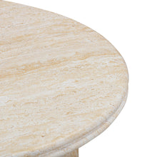 Amora Faux Travertine Indoor/Outdoor Round Accent Table (26"-32")