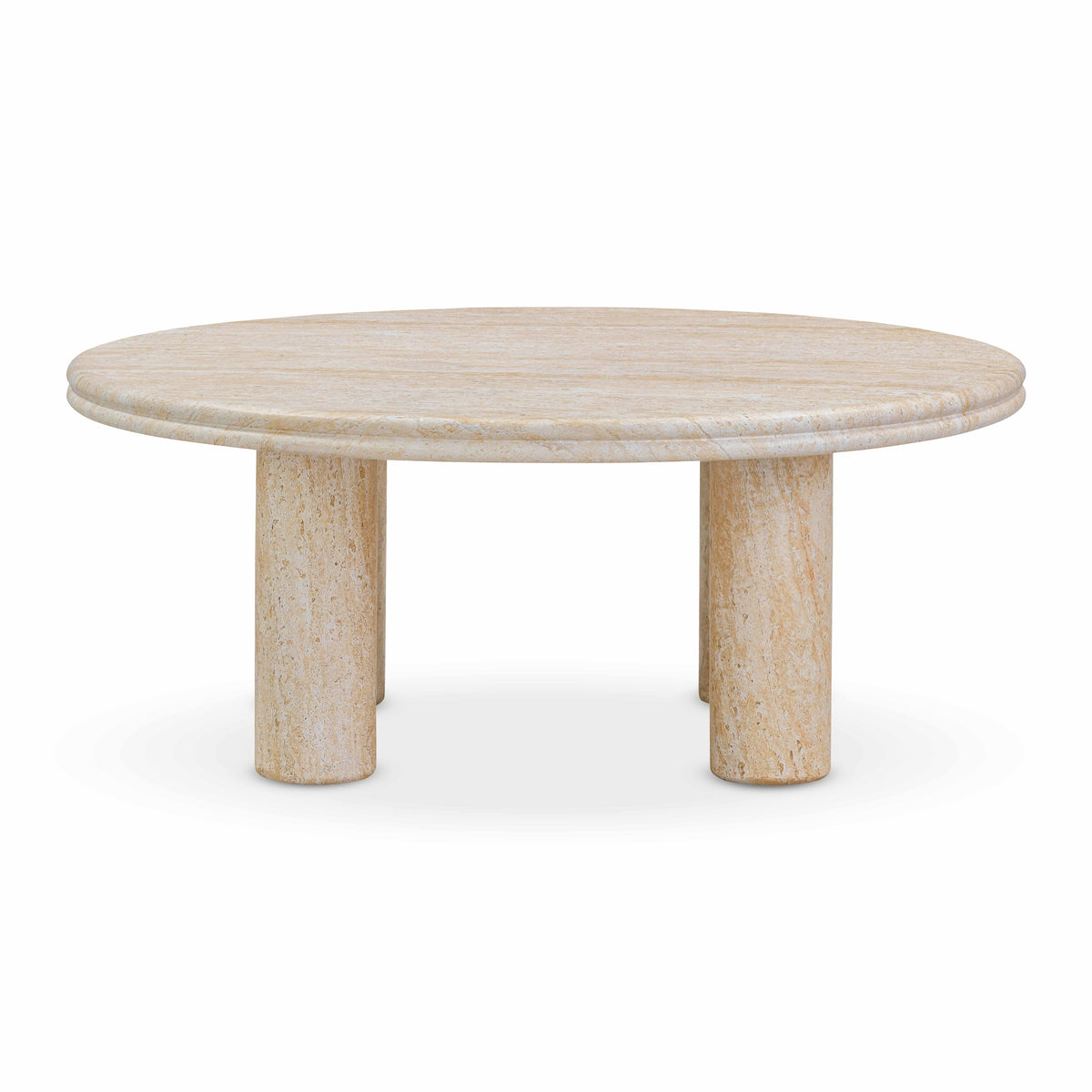 Amora Faux Travertine Indoor/Outdoor Round Accent Table (26"-32")