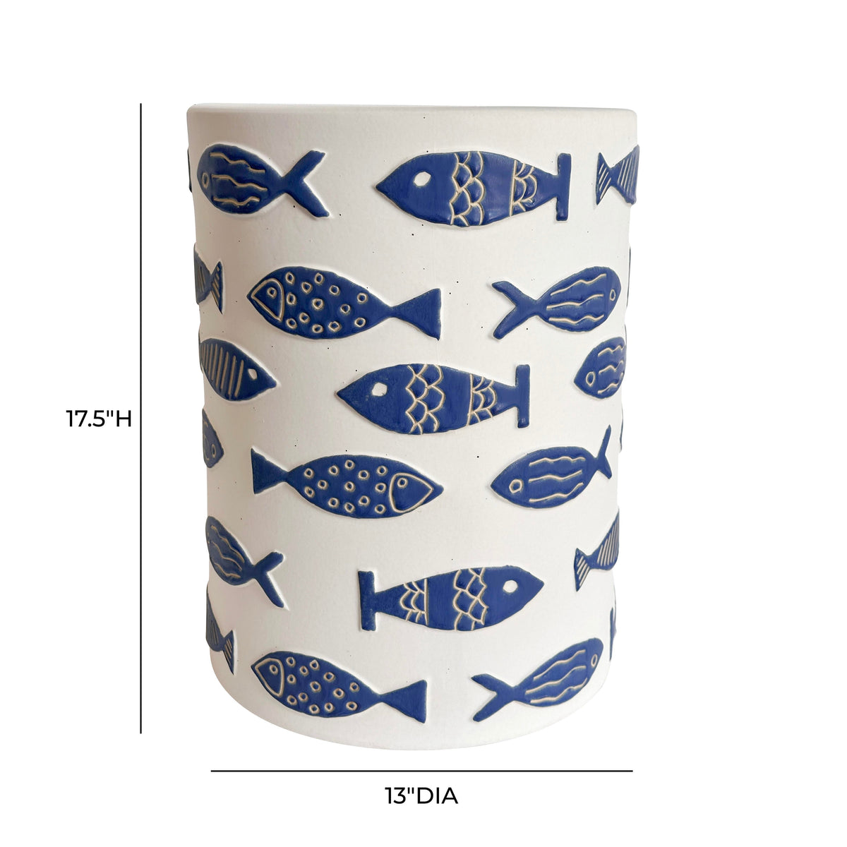 Tempest Indoor/Outdoor Ceramic Table in Blue Fish
