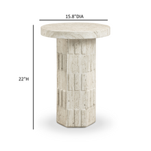 Asta Faux Travertine Indoor/Outdoor Concrete Side Table