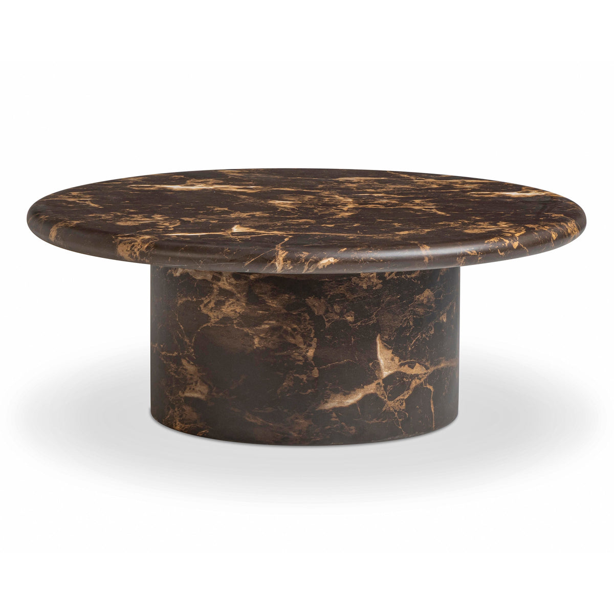 Byron 36" Dark Brown Faux Marble Indoor/Outdoor Concrete Round Coffee Table
