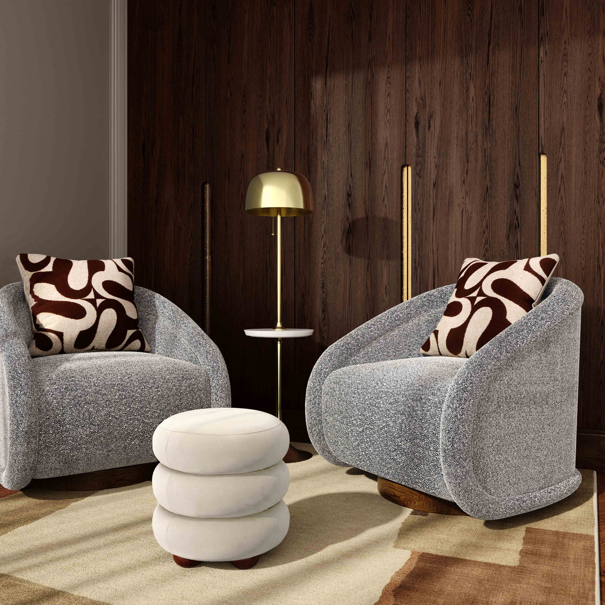 Stefanie Performance Velvet Ottoman