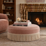 Tassy Tasseled Round Ottoman