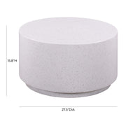 Terrazzo 27.5" Light Speckled Concrete Round Coffee Table