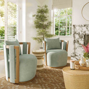 Paolo Textured Contract-Grade Weave Fabric Swivel Accent Chair