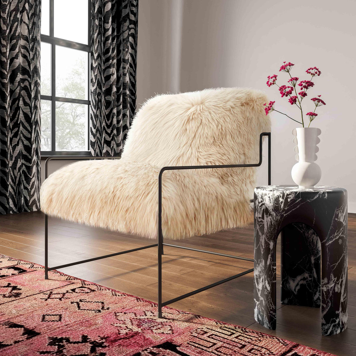 Kimi Genuine Sheepskin Accent Chair