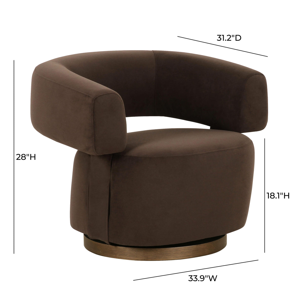 River Chocolate Brown Performance Velvet Swivel Accent Chair