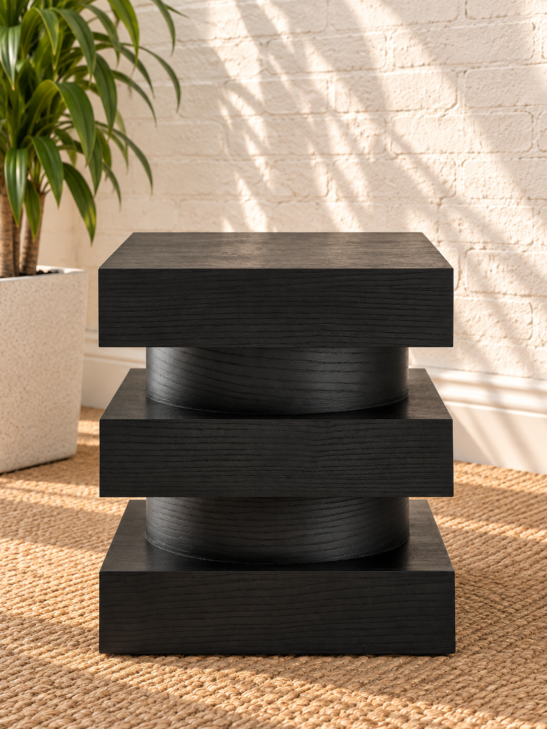 Tatum Sculptural Side Table in Charcoal