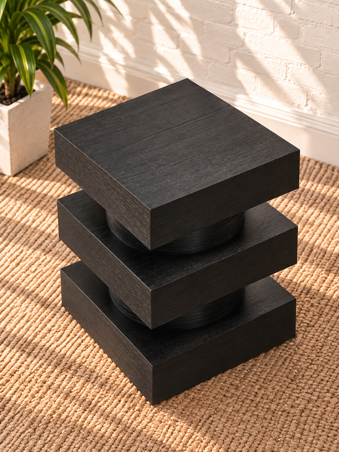 Tatum Sculptural Side Table in Charcoal
