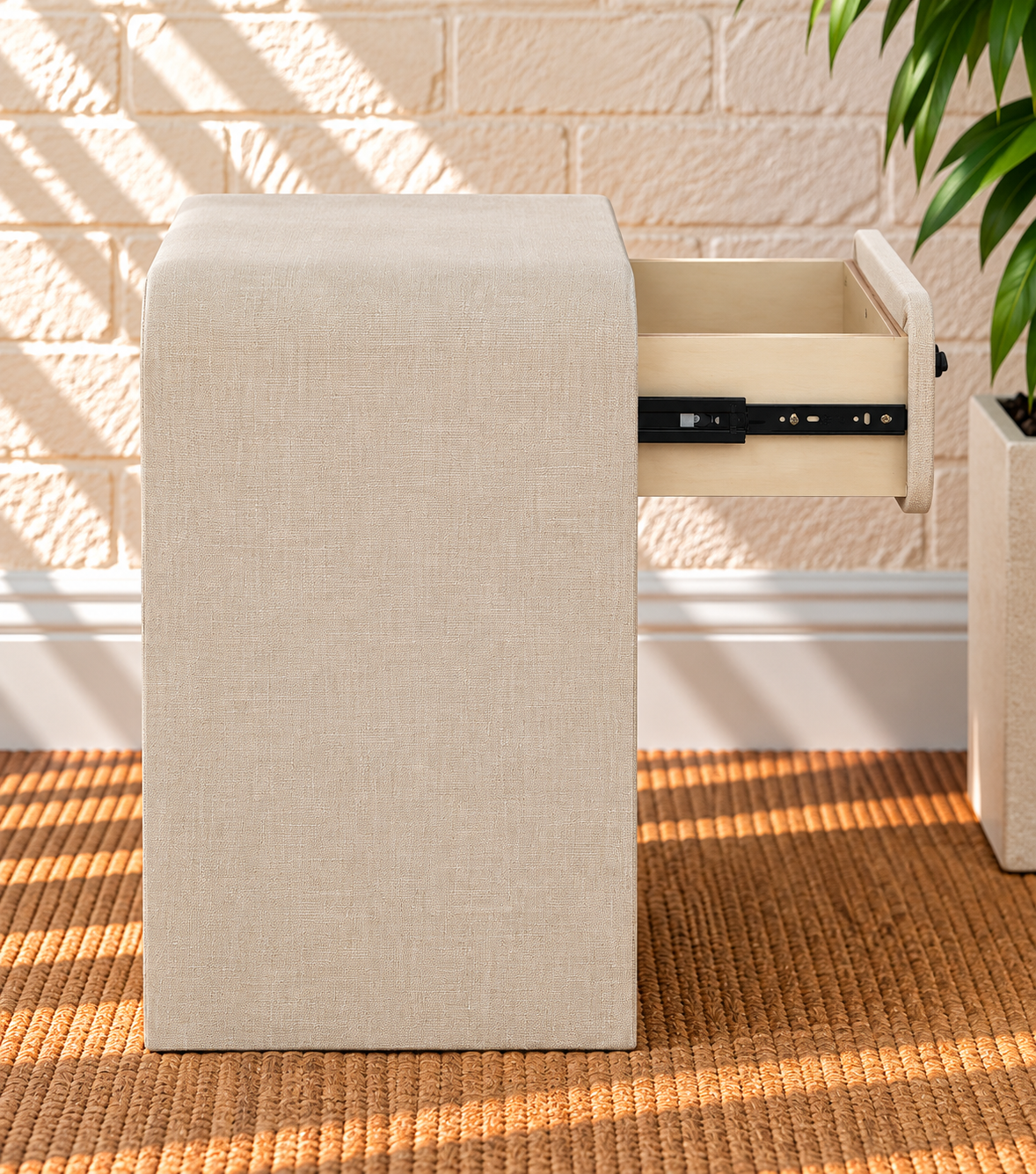 Thiago Nightstand with Drawer in Greige