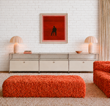 Three-Drawer White Media Console with Chrome Frame