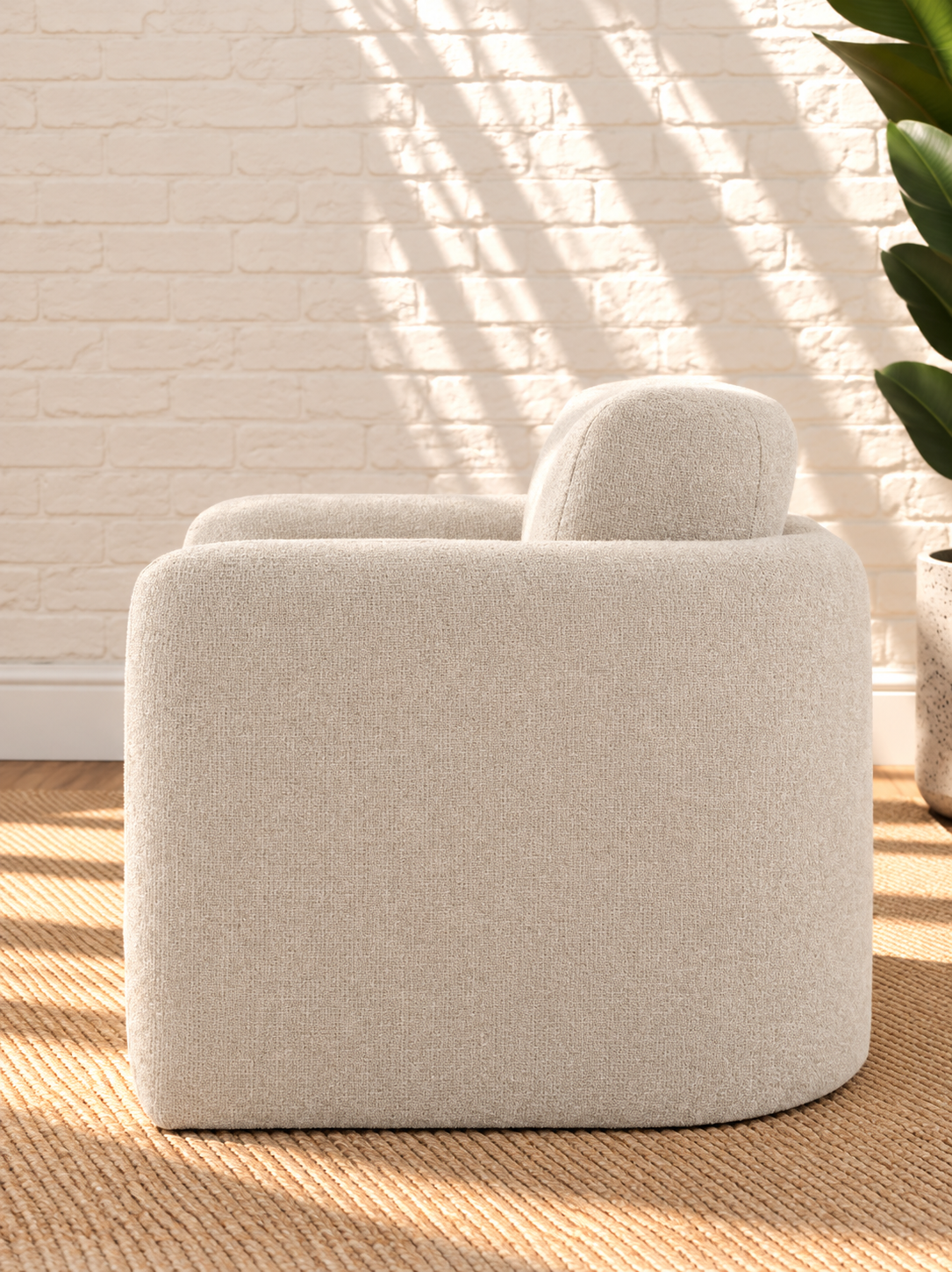 Viela Lounge Chair in Oatmeal Chenille