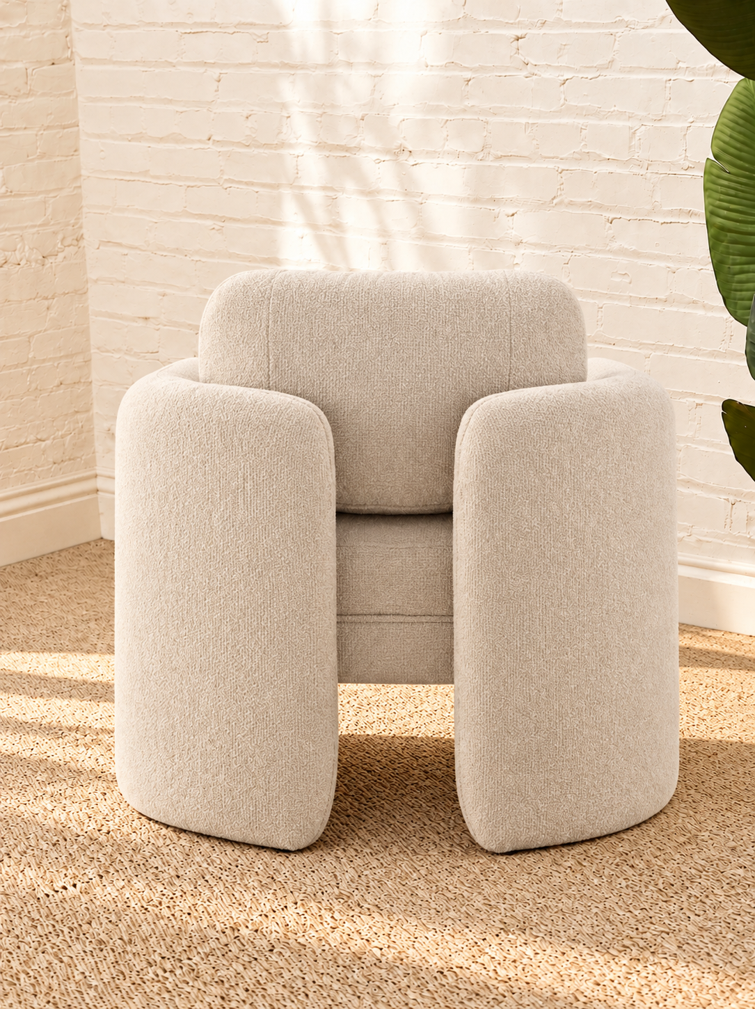 Viela Lounge Chair in Oatmeal Chenille