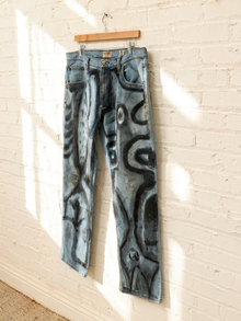 Hand-Painted Abstract Art Denim Jeans
