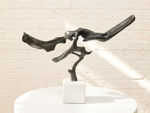 Rivulet Abstract Bronze Sculpture on White Stone Base