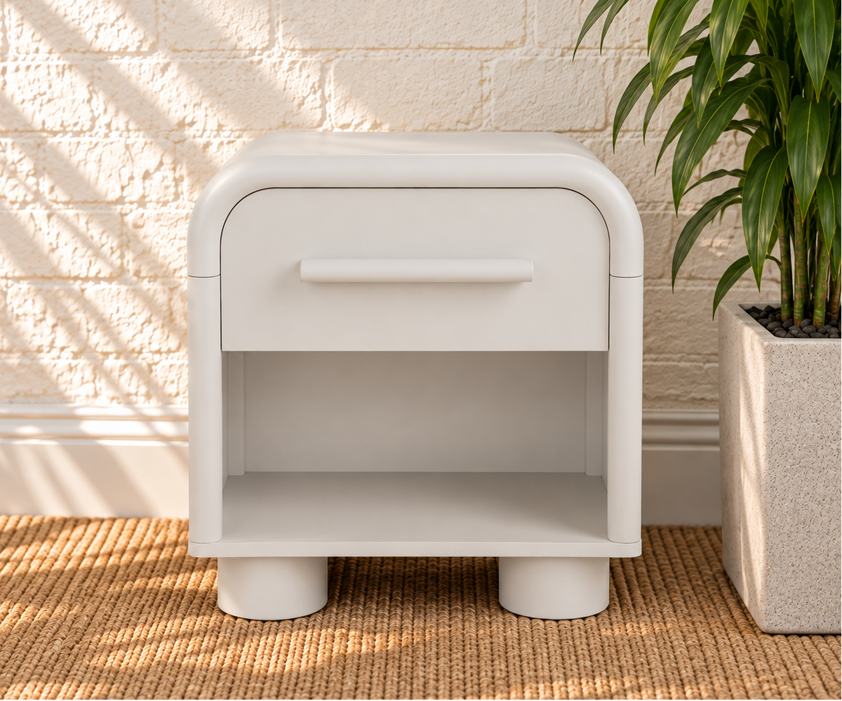 Vivienne One Drawer Nightstand in Soft White