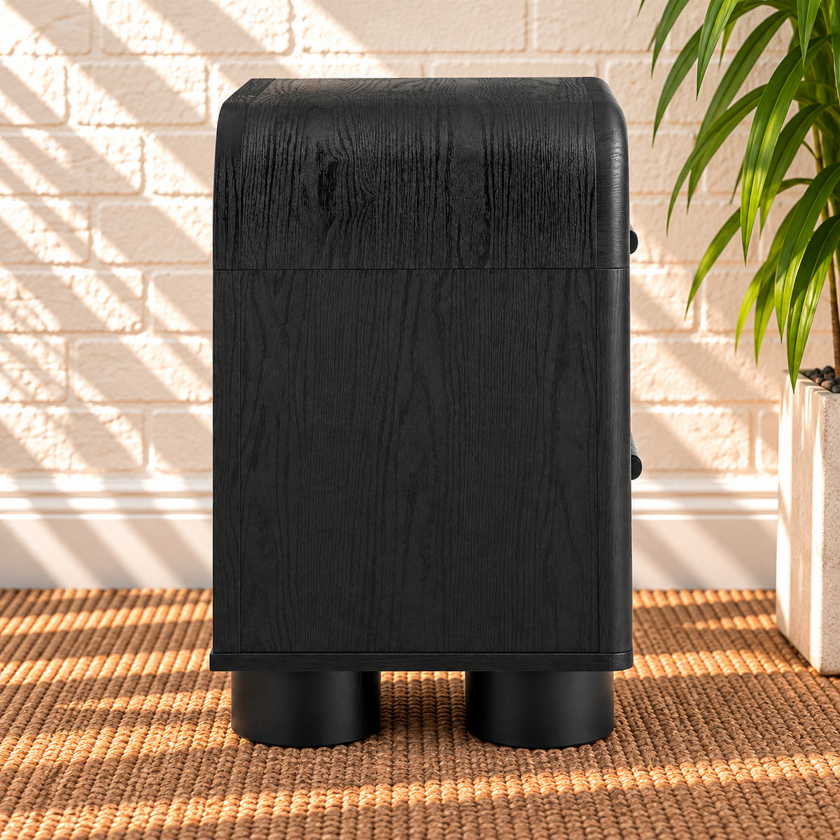 Vivienne Two Drawer Nightstand in Charcoal