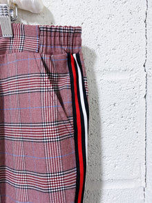 Burgundy Houndstooth Pants with Racing Stripe (16)