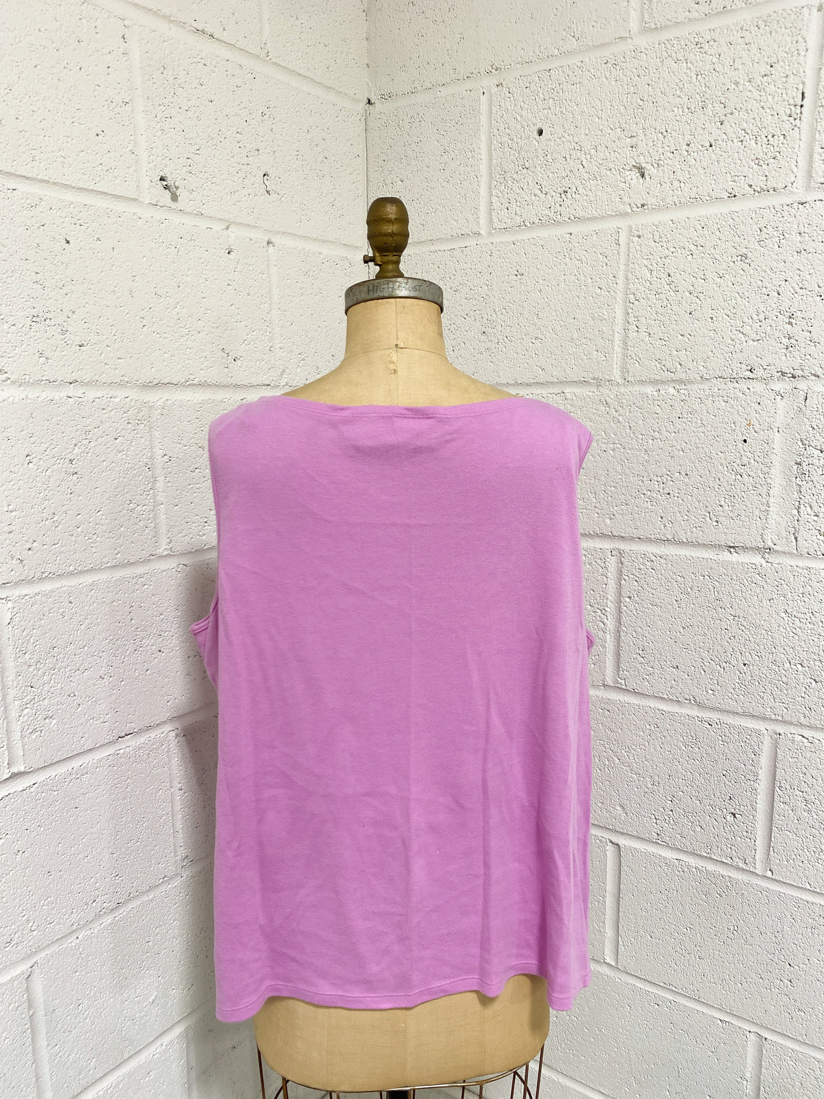 Pink Tank with Floral Detail (20-22W)