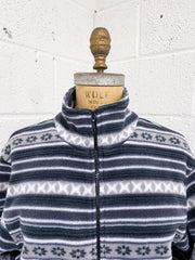 Grey and Black Striped Fleece Zip Up (S)