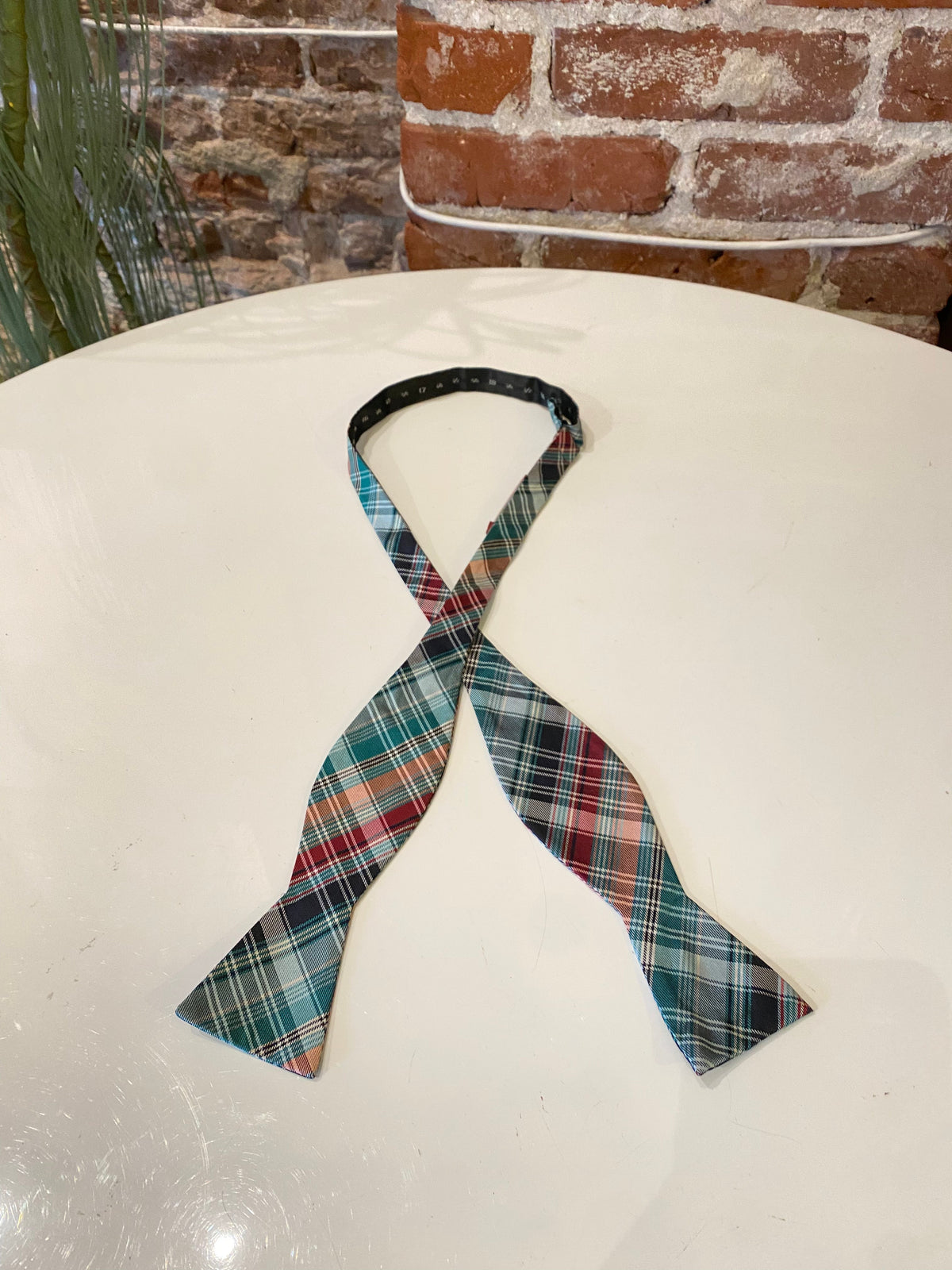 Teal and Berry Plaid Bow Tie