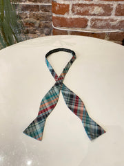 Teal and Berry Plaid Bow Tie