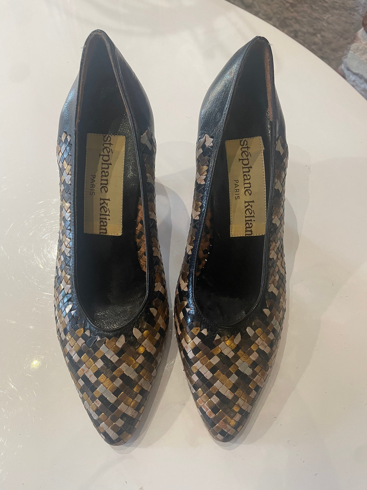 Vintage Stephane Kelian Gold Woven Heels (S6.5)