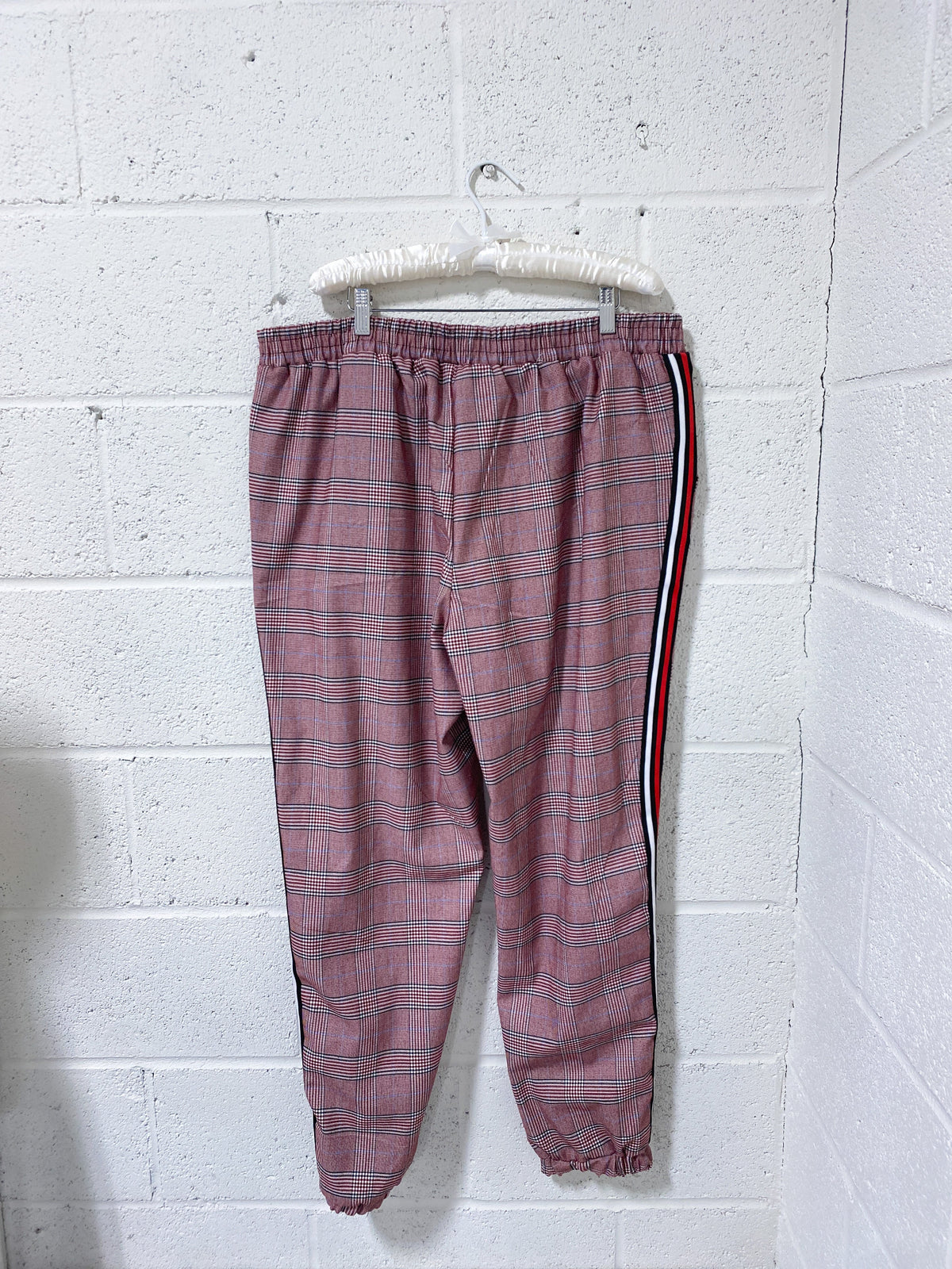Burgundy Houndstooth Pants with Racing Stripe (16)