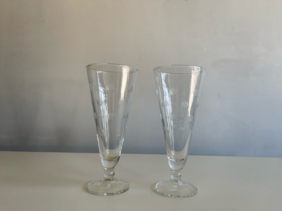 Vintage Polka Dot Flute Glass