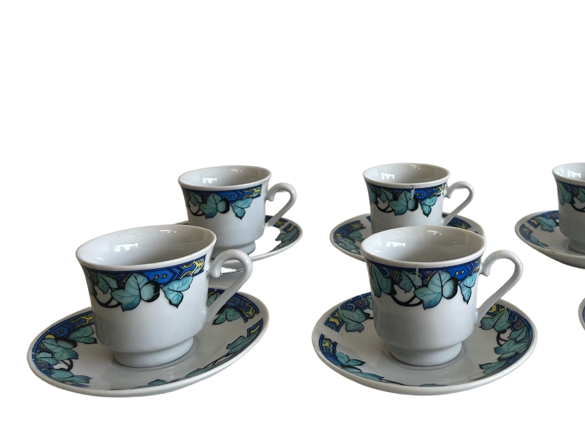 Set of 5 Azul plant Tea cup