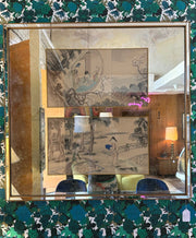 Chinoiserie Accent Mirror w Watercolor Motif